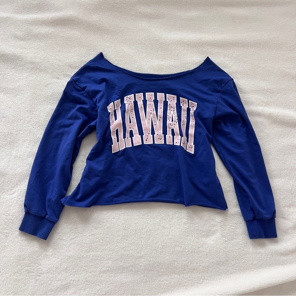 Blue Hawaii Off-Shoulder Sweatshirt